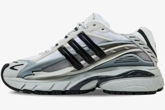 Side profile of Pharrell x VIRGINIA x adidas Adistar Jellyfish sneaker in Solid Grey and Black. - SKU JP9265