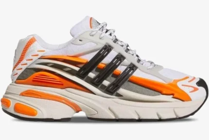 Adidas Adistar Jellyfish x Pharrell x VIRGINIA sneaker in white, orange, and grey, side profile. - SKU JP9261