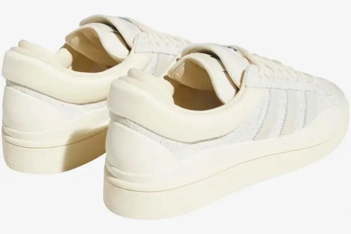 Rear view of cream Adidas Campus Light x Bad Bunny sneakers showing the padded collar and chunky sole. - SKU FZ5823