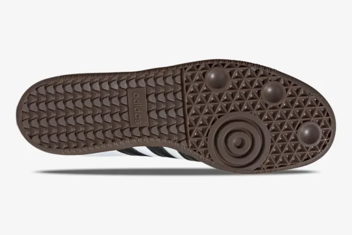 Bottom view of Adidas Samba OG White Gum Brown showing the textured brown gum rubber outsole. - SKU JK3367