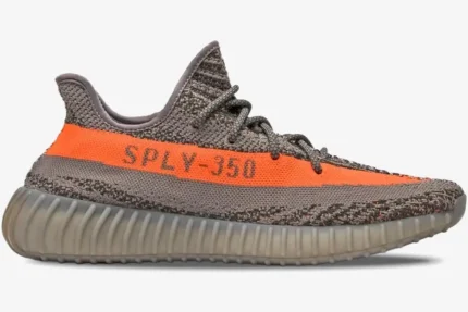 Adidas Yeezy 350 V2 Beluga OG sneaker in grey and orange, side view profile. - SKU BB1826