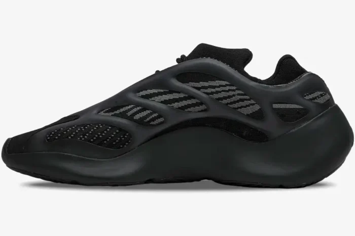 Adidas Yeezy 700 V3 Alvah sneaker in black and grey, side profile view. - SKU H67799