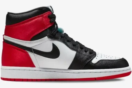 Side profile of the Air Jordan 1 High OG 'Bred Toe' sneaker in red, black, and white. - SKU 555088-610