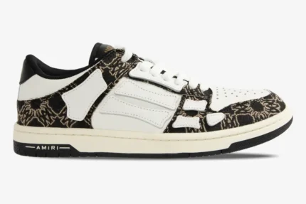 AMIRI MA Quad Skel Top Low black and white sneaker in a side profile view. - SKU AMFOSR1111-001