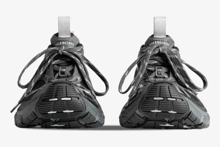 Front view of Balenciaga 10XL Sneakers in grey, black, and silver with oversized chunky soles. - SKU 815859W2MV21012