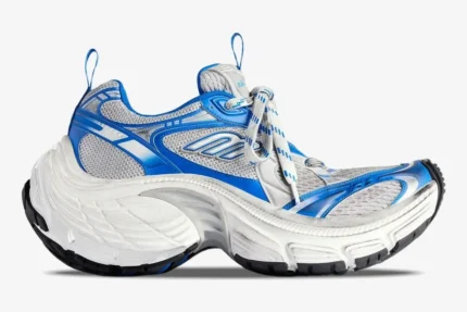 Balenciaga 6XL Sneaker in grey, blue, and white, shown from a side profile view with an oversized chunky sole. - SKU 815859W2MV21490