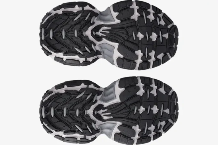 Bottom view of Balenciaga 6XL Grey Oversized Edition sneakers showing the intricate black and grey tread pattern. - SKU 815853W2MV22211
