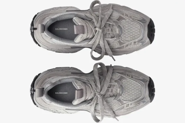 Top-down view of grey Balenciaga 6XL Oversized Edition sneakers with thick laces. - SKU 815853W2MV22211