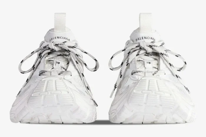 Front view of white Balenciaga 6XL Oversized Edition sneakers with patterned laces. - SKU 815853W2MV29000