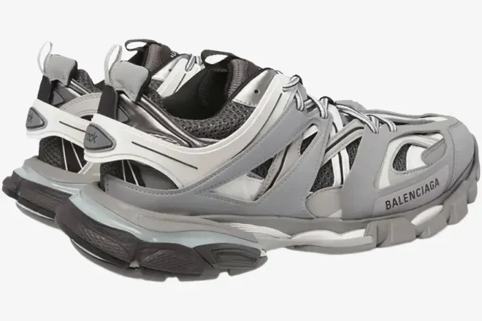 Balenciaga Track Led gray light-up sneakers shown from a rear three-quarter angle on a white background. - SKU 542023W1GB71214