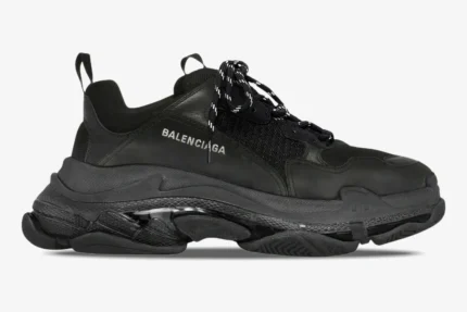 Balenciaga Triple S Black Clear Sole sneakers shown from a side profile view. - SKU 541624W2FB11000
