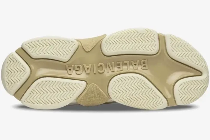 Bottom view of the Balenciaga Wmns Triple S Trainer White outsole with embossed logo. - SKU 524036W09E19000