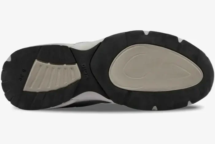 Bottom view of a grey Christian Dior B30 sneaker showing the black and grey rubber outsole with CD logo. - SKU 3SN279ZRD_H868