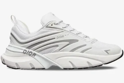Side profile of Christian Dior B44 Blade x Lewis Hamilton sneakers in white and grey. - SKU 3SN306ZZY_H080
