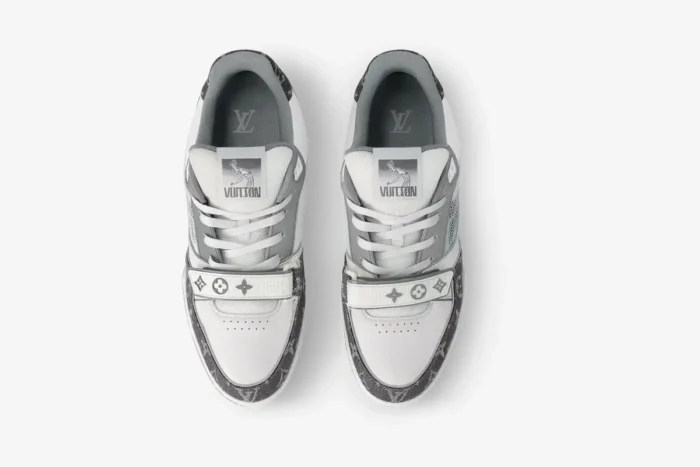 Louis Vuitton Trainer Velcro Strap Grey Monogram Denim - Image 3