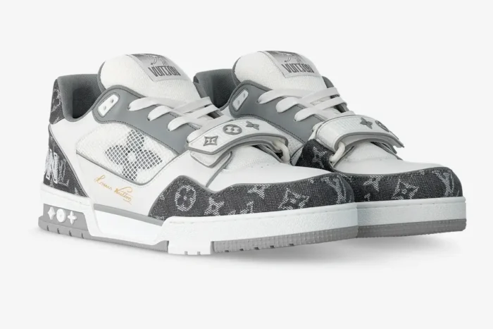Louis Vuitton Trainer Velcro Strap Grey Monogram Denim - Image 5