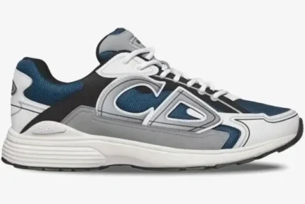 Dior B30 Mesh and Technical Fabric Sneaker in blue, grey, and white, side profile view. - SKU 3SN249YXE_H561