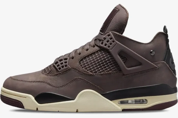 Side profile of the Air Jordan 4 Retro x A Ma Maniére in Violet Ore with cream midsole. - SKU DV6773-220