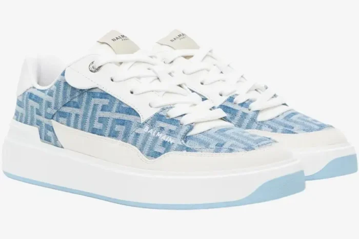 Balmain B-Court Flip Monogram Denim Blue White - Image 2