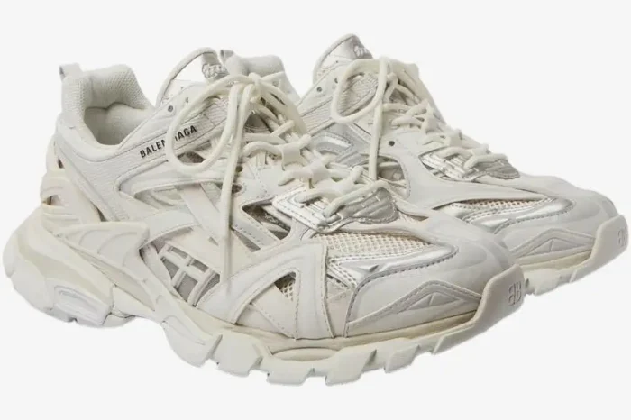 Balenciaga Track.2 Sneakers in White and Silver - Image 5