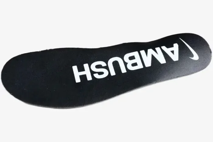 Black Nike Air Force 1 Low x Ambush insole with white branding, top-down view. - SKU DV3464-001