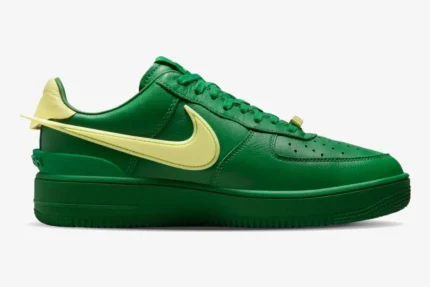 Side profile of the Nike Air Force 1 Low x Ambush in Pine Green with Citron yellow accents. - SKU DV3464-300