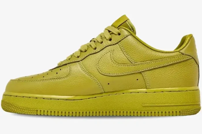 Nike Air Force 1 Low x Cactus Plant Flea Market green tumbled leather sneaker, side profile view. - SKU FQ7069-300