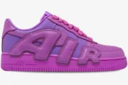 Nike Air Force 1 Low x CPFM Purple sneakers featuring large leather AIR lettering in a side profile view. - SKU FQ7069-500