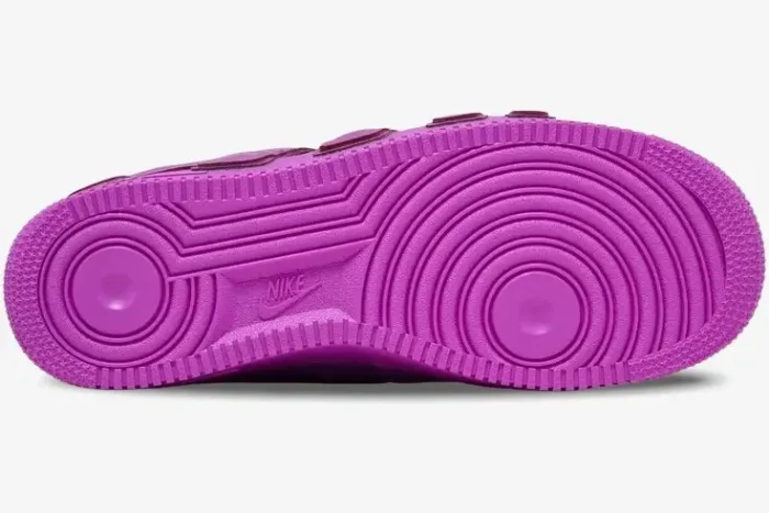 Bottom view of the purple Nike Air Force 1 Low x Cactus Plant Flea Market outsole with classic tread pattern. - SKU FQ7069-500