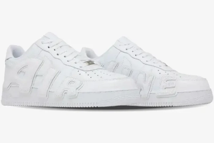 Nike Air Force 1 Low x Cactus Plant Flea Market white sneakers, side profile view. - SKU FQ7069100