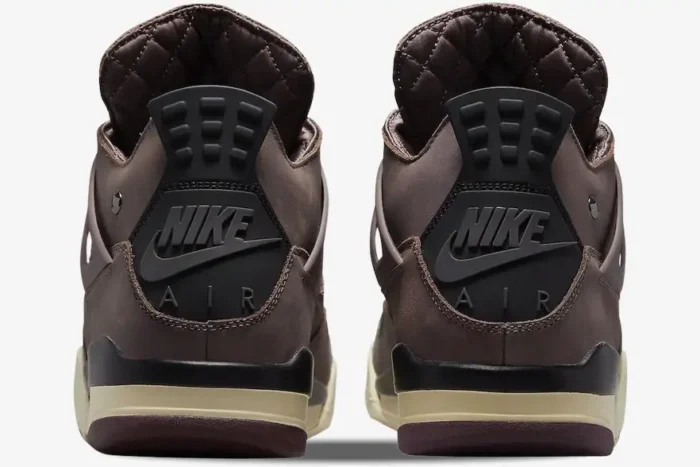 Rear view of Air Jordan 4 Retro x A Ma Maniére Violet Ore sneakers showing Nike Air heel tabs. - SKU DV6773-220