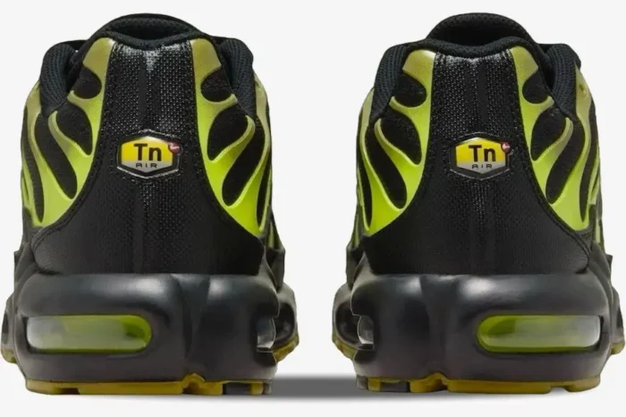 Rear view of Nike Air Max Plus Pacific Moss Black Green sneakers with visible Tn Air logo. - SKU DM0032-010