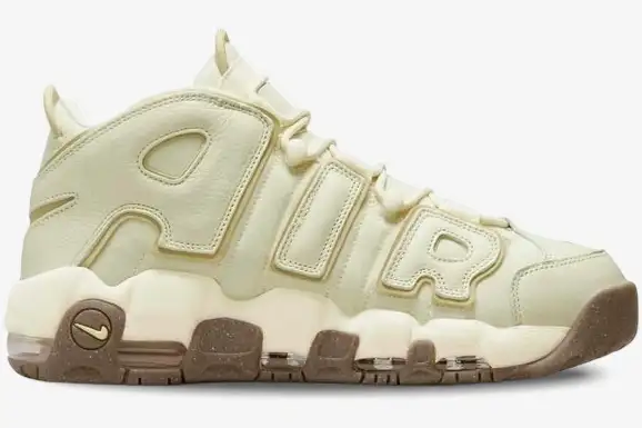 nike-air-more-uptempo-96-coconut-milk-side-view-dv1137-100 Nike Air More Uptempo '96 Coconut Milk sneaker in a side profile view with large AIR lettering. - SKU DV1137-100