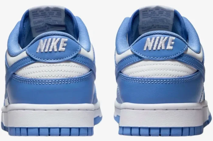 Rear view of Nike Dunk Low Coast Retro sneakers in light blue and white leather. - SKU DD1503-102