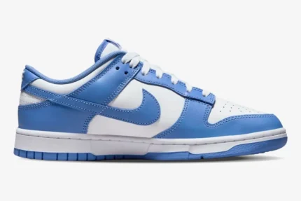 Side view of Nike Dunk Low Coast Retro Women's sneakers in light blue and white. - SKU DD1503-102
