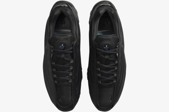 Top-down view of the all-black Nike Hot Step 2 x NOCTA sneakers with textured uppers and black laces. - SKU DZ7293-001