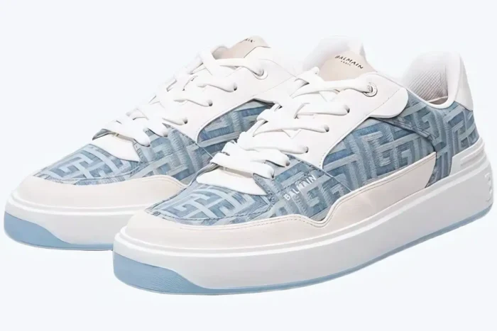 Balmain B-Court Flip Monogram Denim Blue White - Image 9