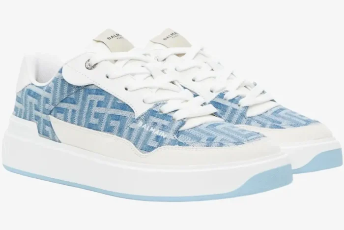 Balmain B-Court Flip Monogram Denim Blue White - Image 7