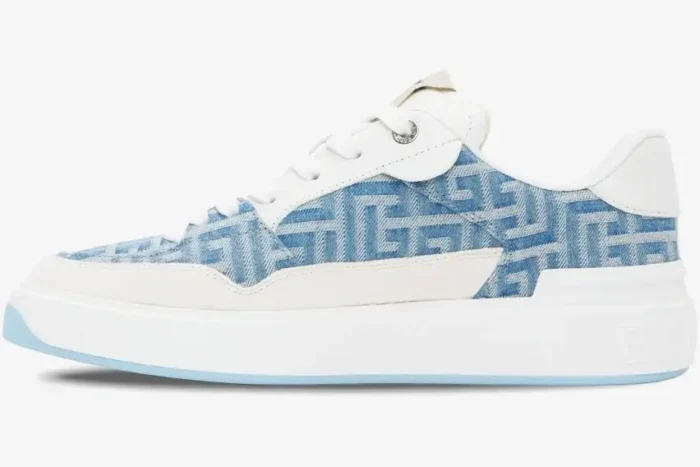 Balmain B-Court Flip Monogram Denim Blue White - Image 3