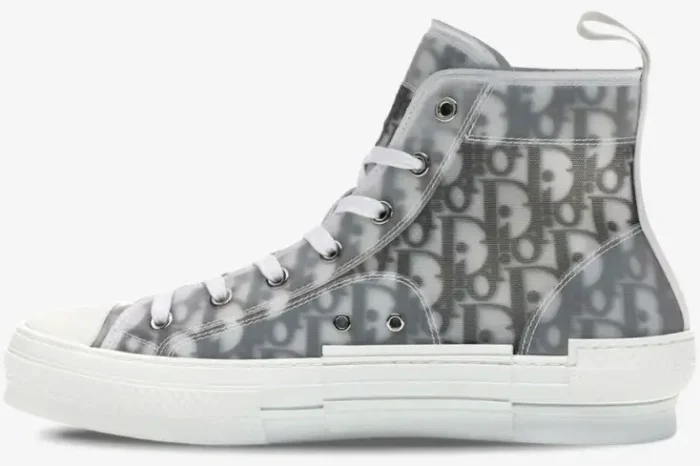 Dior B23 High Top in White and Grey Oblique Canvas - Image 2