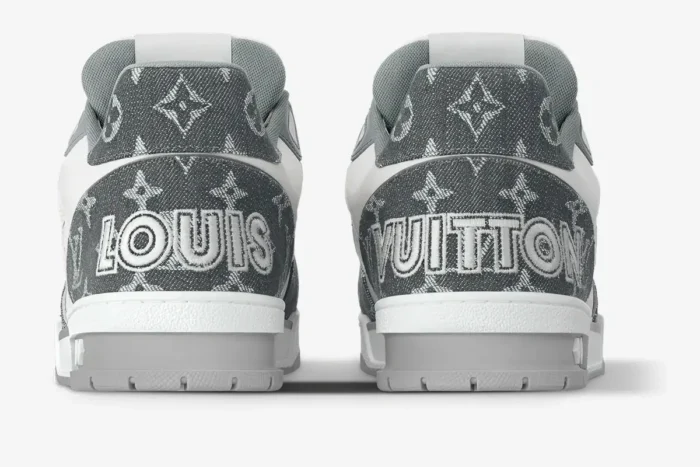 Louis Vuitton Trainer Velcro Strap Grey Monogram Denim - Image 2