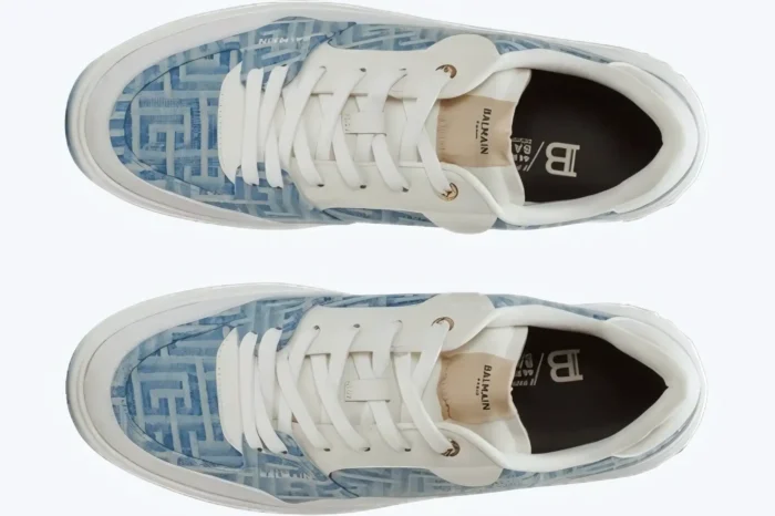 Balmain B-Court Flip Monogram Denim Blue White - Image 6