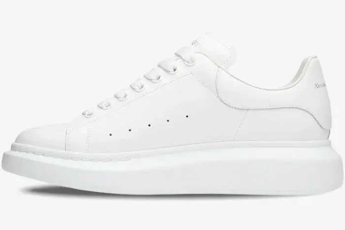 Alexander McQueen Oversized Sneaker in white, side profile view showing the chunky platform sole. - SKU 553680-WHGP5-9000