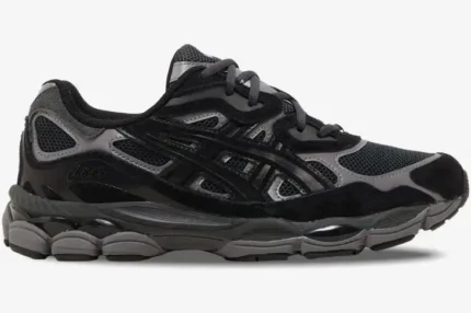 ASICS Gel NYC sneaker in graphite grey and black, side profile view. - SKU 1201A789-020