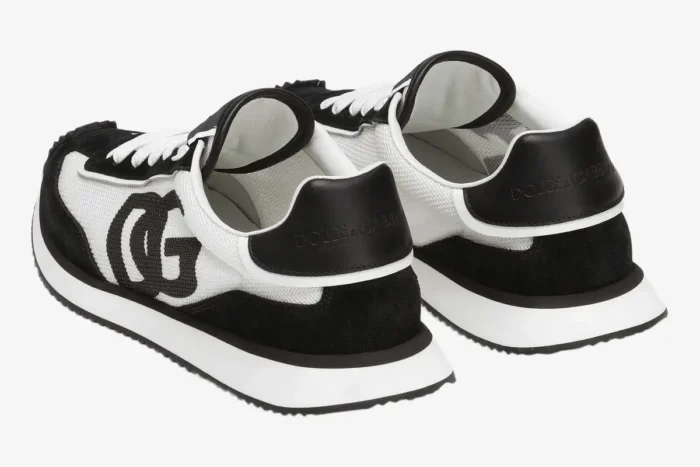 Rear view of Dolce & Gabbana Cushion Sneakers in black and white mesh and suede with DG logo. - SKU CK2288A53558I050