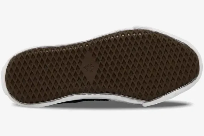 Bottom view of Maison Mihara Yasuhiro Peterson OG Sole Canvas Low sneaker showing brown waffle outsole. - SKU A01FW702-BLK